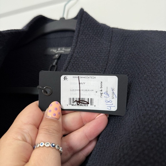 Rag & Bone Slade Cropped Textured Blazer Wool Blend Tailored Fit Blazer Size 4 - Picture 9 of 11